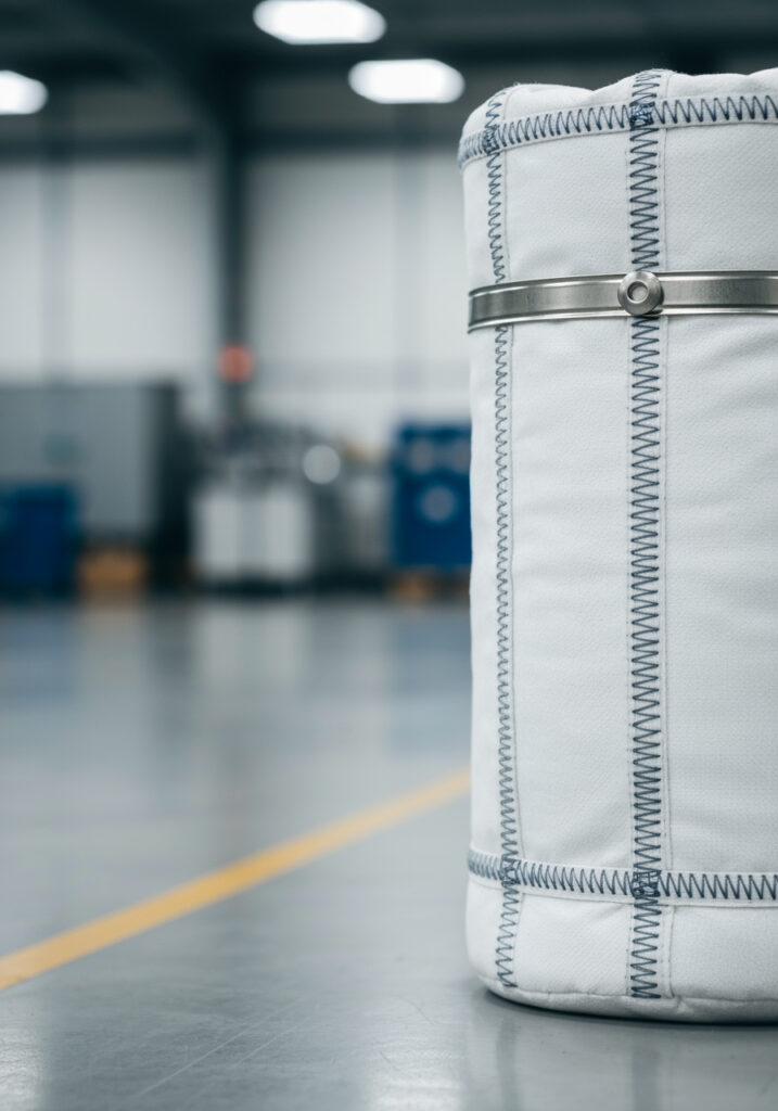 Manga filtrante industrial en textil técnico con venturi de acero