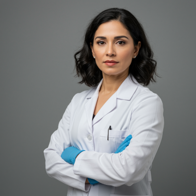 Bata de laboratorio para mujer